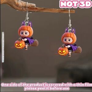 Labubu Halloween Pumpkin Witch Earrings - brand new
